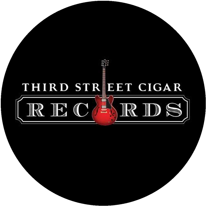 Third Street Cigars Records logo showcasing a guitar in the center